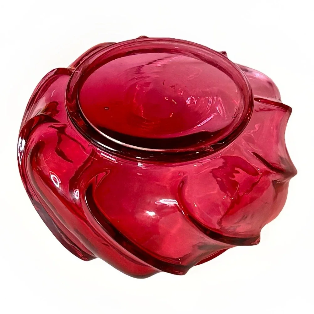 Fenton Art‎ Glass Wave Crest Candy Puff Cranberry 4 1/2